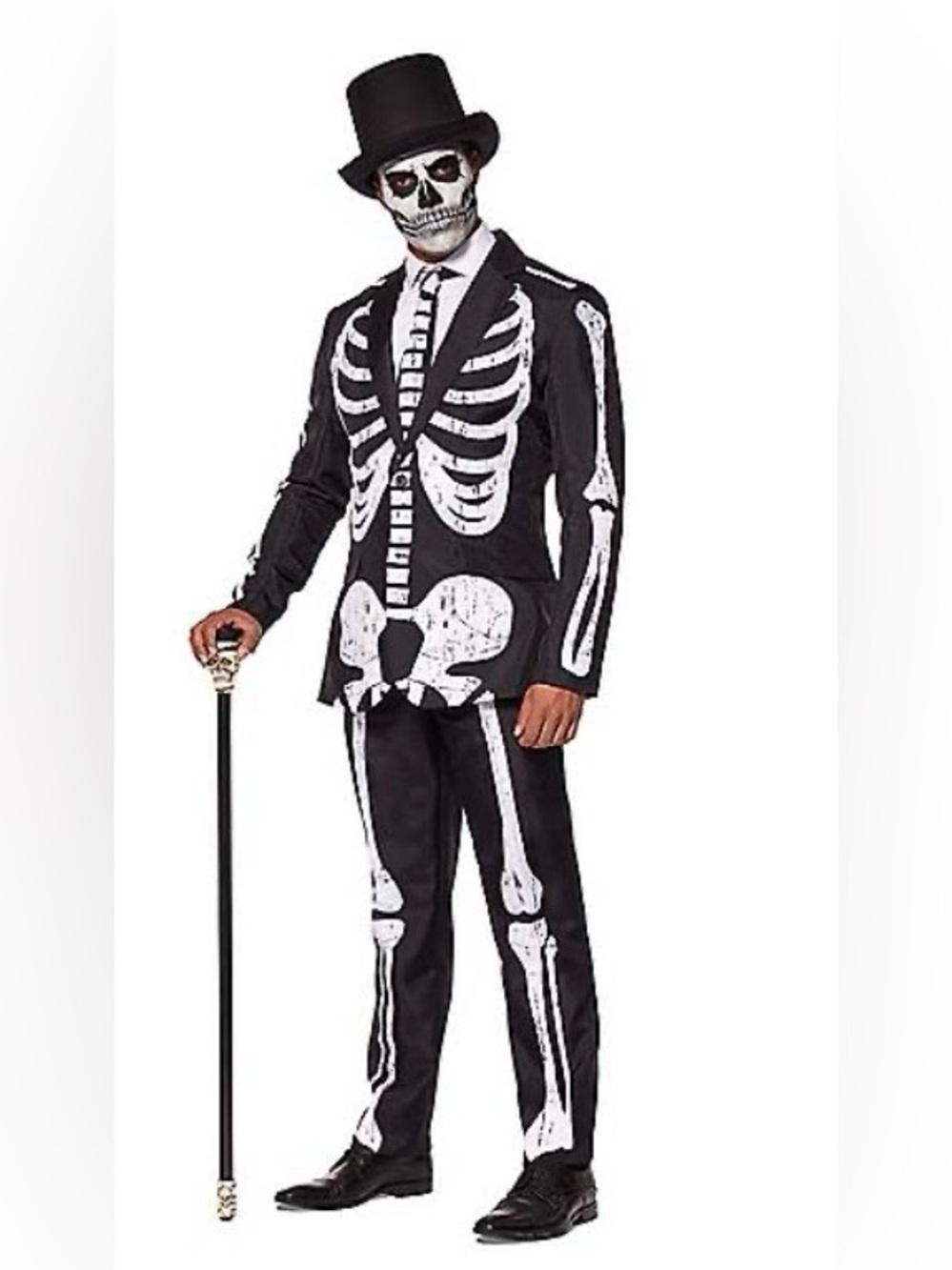 Spirit Halloween skeleton suit, jacket, and pants size extra large black/white